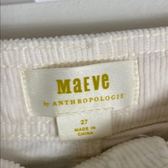 Maeve Anthropologie Corduroy Curved Cream Ivory White High Waisted Pants 27 - Picture 6 of 10